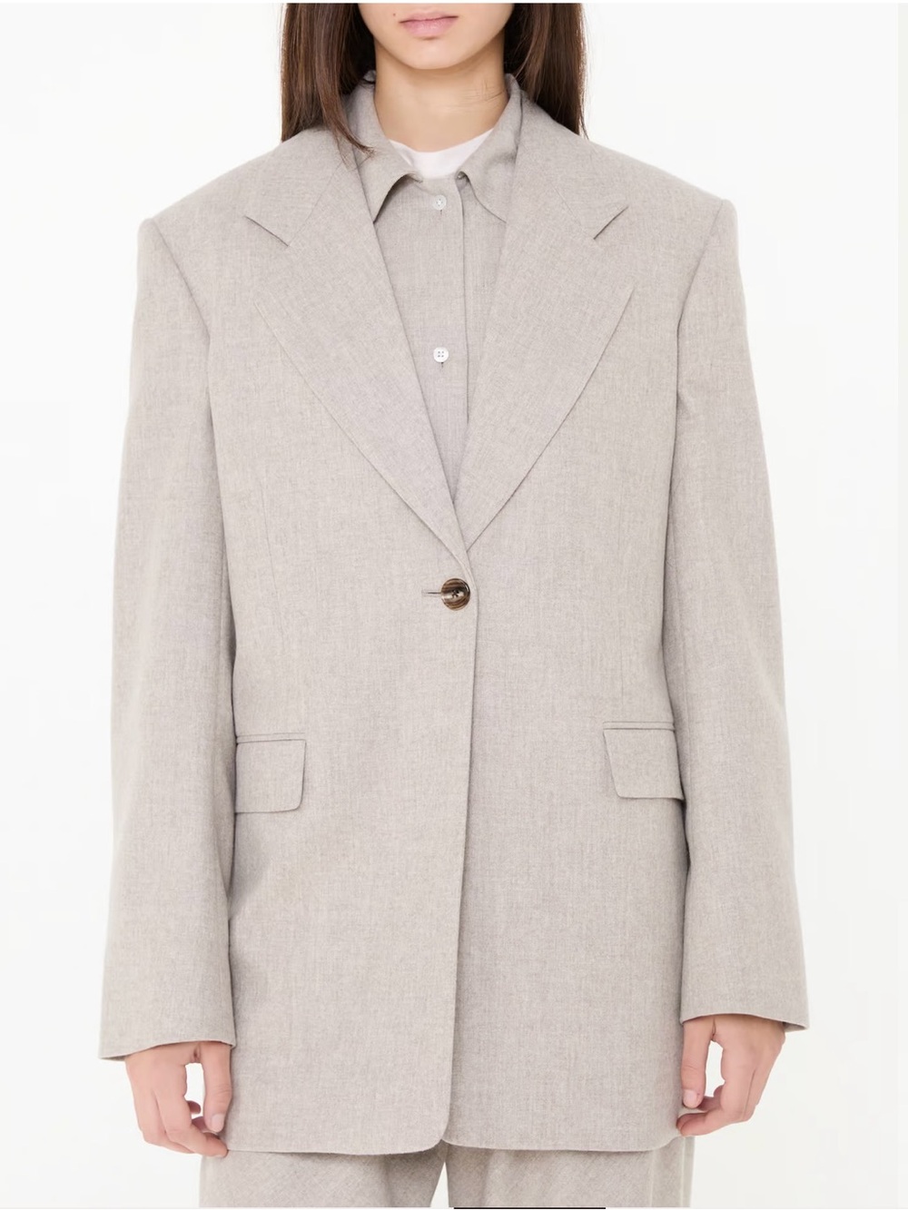 The Row the Vermont Single-Button Blazer/jacket in beige wool cashmere blend